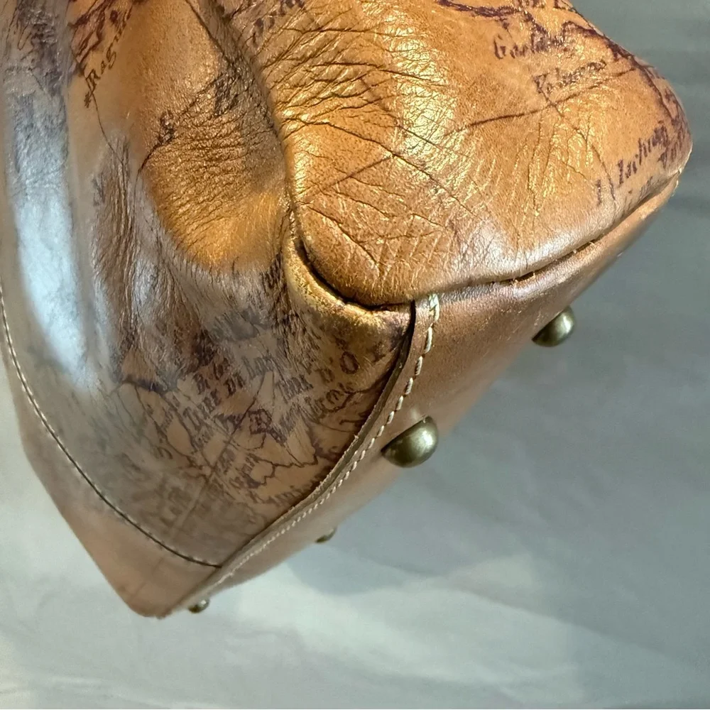 Patricia Nash Map Leather Tote Vintage Inspired Old World Travel Bag Pre-owned - Picture 3 of 16